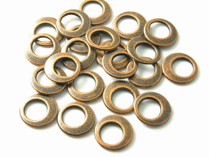 Sturdy Petite Crescent Ring Links, Antique Copper Plated, 12mm - 10 pieces