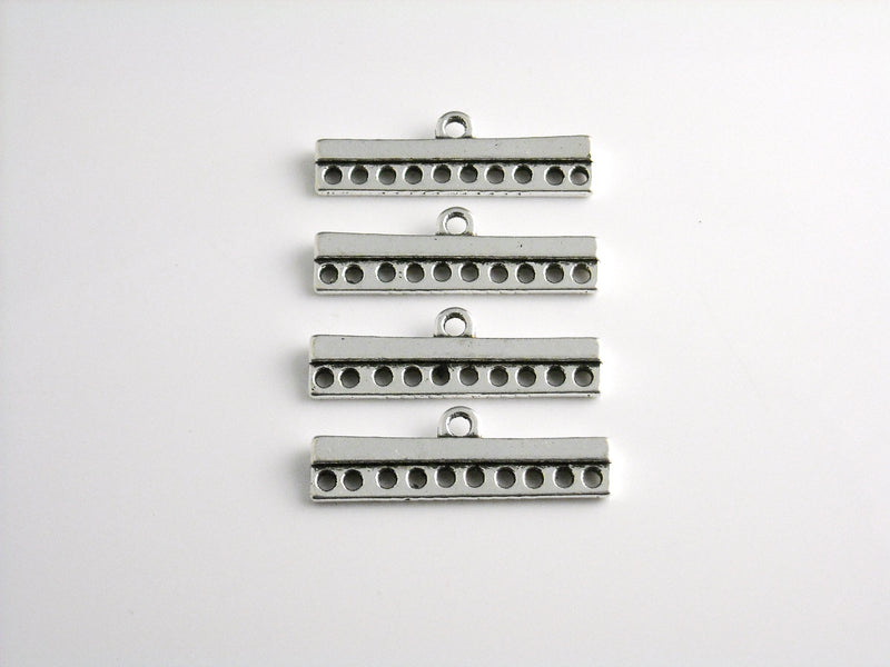 Ten Strand Separator Bar Connectors, Antique Silver Plated, 28mmx9mm - 6 pieces