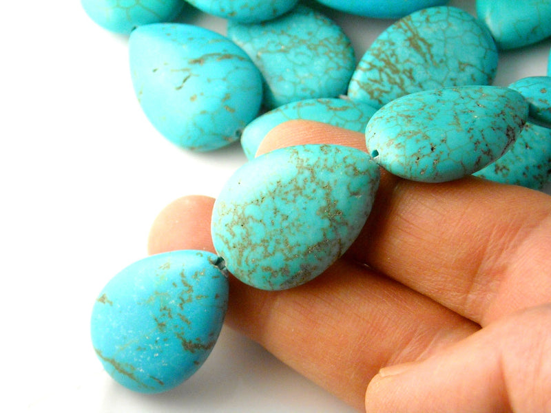 Premium Turquoise Teardrop-shaped Gemstone Beads, 25mmx18mm - 6 pieces