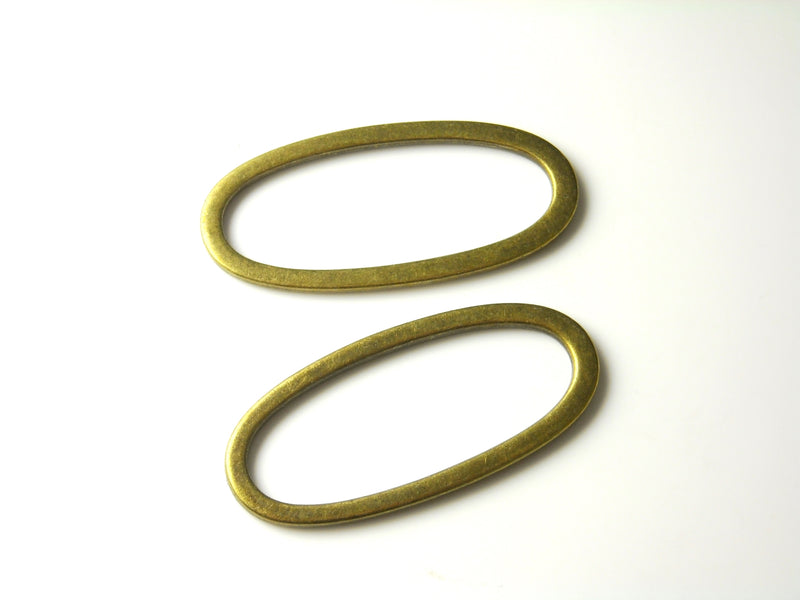 Flat Thick Oval Links, Antique Bronze Plated, 34mmx15mm - 6 pieces