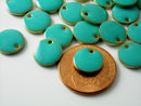 Petite Enameled Brass Coin Charms, Four (4) Color Options, 10mm diameter - 4 pieces