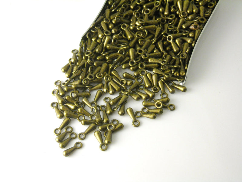 Thin Chain End Charm Terminator Drops, Antiqued Bronze Plated, 7mmx2mm - 40 pieces