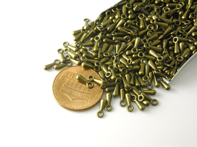 Thin Chain End Charm Terminator Drops, Antiqued Bronze Plated, 7mmx2mm - 40 pieces