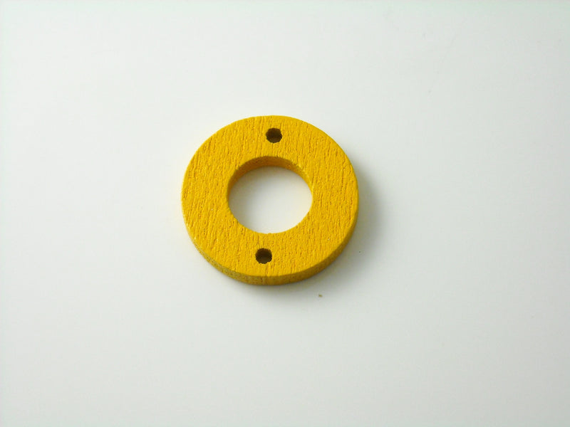 Flat Wood Donut Ring Links, Painted Wood, 18mm diameter, Ten Color Options - 2 pieces