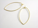 Leaf Shaped Hoop Earrings, 14k Gold Plated, 38mmx19mm - 2 pieces (1 set)