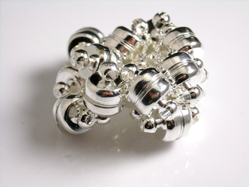 Pancake Magnetic Clasps, Antique Silver Plated, 11mm Max. diameter - 4 pieces