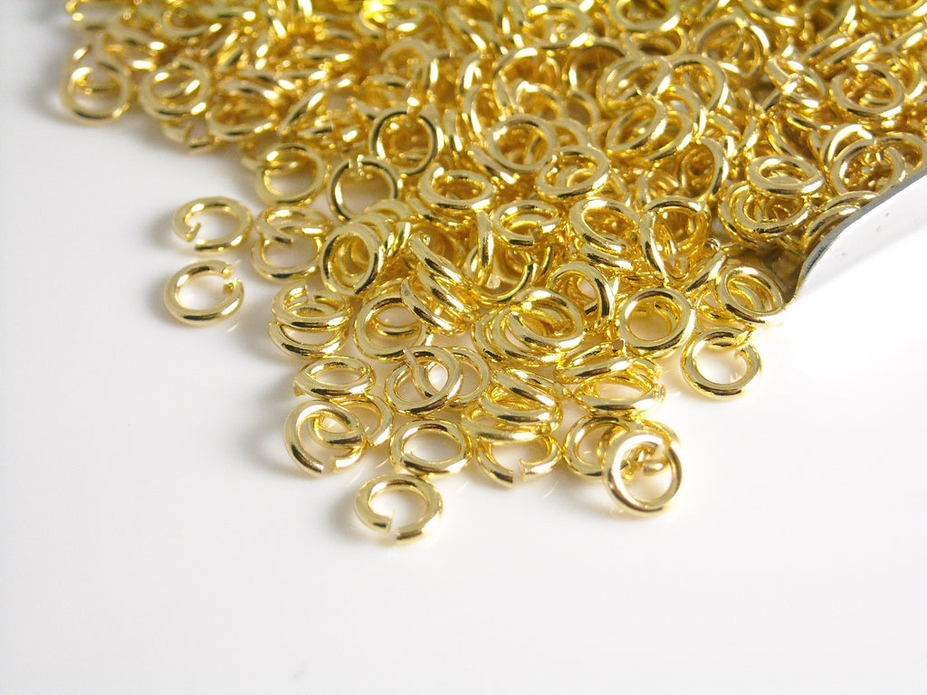 200 Gold Plated Open Jump Rings, 6mm, Thickness 1mm, Jewelry Making  Supplies, Jump Rings 1342 