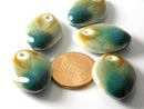 Porcelain Horse-Eye Shape Beads, (3 Color Options,) 25mmx18mm - 2 pieces
