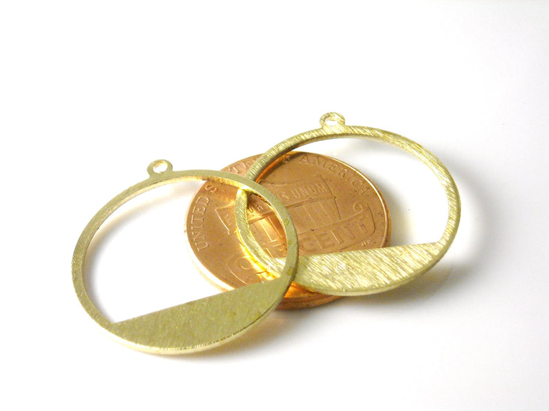 Durable Raw Brass Horizon Ring Pendants, Non-plated, 23mm diameter - 2 pieces