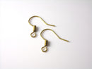 Raw Brass French Earwire plus Coil Base, 17mm long - 20 pcs