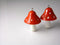 3D Ceramic Painted Red Cap Mushroom Charms, 35mmx25mm - 2 pieces