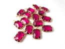 Ruby, Citrine, Faux Rhinestone Bezel Settings, 19mm Emerald Cut - 2 pieces