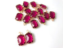 Ruby, Citrine, Faux Rhinestone Bezel Settings, 19mm Emerald Cut - 2 pieces