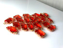 Ruby, Citrine, Faux Rhinestone Bezel Settings, 19mm Emerald Cut - 2 pieces