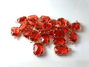 Ruby, Citrine, Faux Rhinestone Bezel Settings, 19mm Emerald Cut - 2 pieces