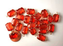 Ruby, Citrine, Faux Rhinestone Bezel Settings, 19mm Emerald Cut - 2 pieces