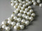 Snow White Glass Faux Pearl Satellite Chain, Antique Bronze Plated Wire Loop Links, 6mm beads / 4mm links - 3.25 feet