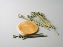 Antique Bronze Plated Eyepins, 21 gauge, 24mm long (0.94 inches) - 100 pcs - Pim's Jewelry Supplies