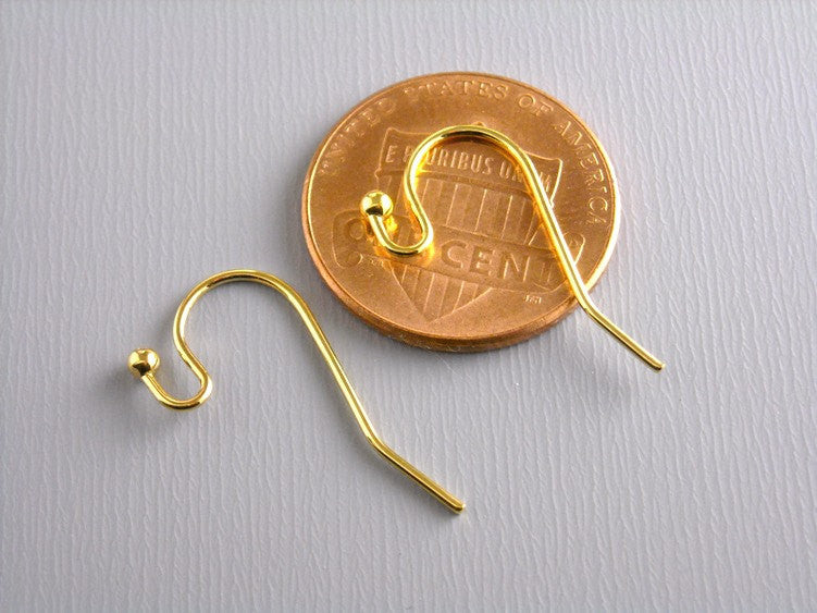 50 pcs of 22mm 14k Gold Plated Earwire with Ball Tip - Pim's Jewelry Supplies