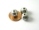 Textured Round Metal Beads, Antique Silver Plated, Center Drill, 11mm - 4 beads
