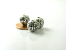 Textured Round Metal Beads, Antique Silver Plated, Center Drill, 11mm - 4 beads