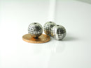 Textured Round Metal Beads, Antique Silver Plated, Center Drill, 11mm - 4 beads