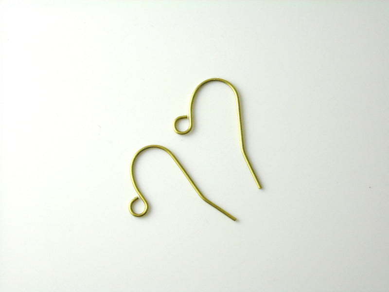 Unplated Bare Brass French Ear Wire, 18.5mm, 22 gauge - 30 pieces