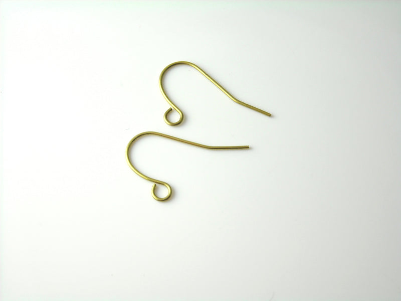 Unplated Bare Brass French Ear Wire, 18.5mm, 22 gauge - 30 pieces