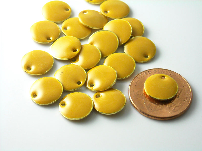 Petite Enameled Brass Coin Charms, Four (4) Color Options, 10mm diameter - 10 pieces