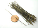 Antique Bronze Ball End Headpins, Plated Brass, 63mm, 2.5 inches Pins, 22 gauge - 50 pins