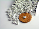 Flower Spacer Beads, Silver or 18k Gold Plated Brass, 4.8mm, 20 pieces