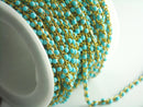 Turquoise Enamel Bead Chain, 18k Gold Plated Brass, Soldered Satellite Chain
