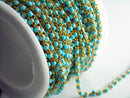 Turquoise Enamel Bead Chain, 18k Gold Plated Brass, Soldered Satellite Chain