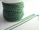 Turquoise Enamel Bead Chain, 18k Gold Plated Brass, Soldered Satellite Chain