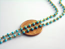 Turquoise Enamel Bead Chain, 18k Gold Plated Brass, Soldered Satellite Chain