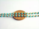 Turquoise Enamel Bead Chain, 18k Gold Plated Brass, Soldered Satellite Chain