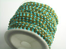 Turquoise Enamel Bead Chain, 18k Gold Plated Brass, Soldered Satellite Chain