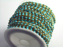 Turquoise Enamel Bead Chain, 18k Gold Plated Brass, Soldered Satellite Chain