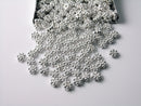 Silver Plated Flower Spacers, Bright Silver Plating, 4.5mm - 50 pieces