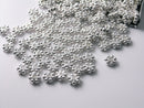 Silver Plated Flower Spacers, Bright Silver Plating, 4.5mm - 50 pieces