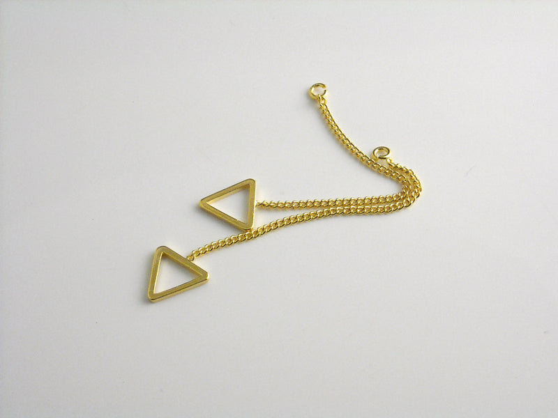 Charm - 18k Gold Plated - Curb Chain + Triangle - 2 pcs