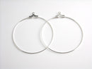Silver Fastened Hoop Earrings - Silver Plated - 40mm - 20 pieces