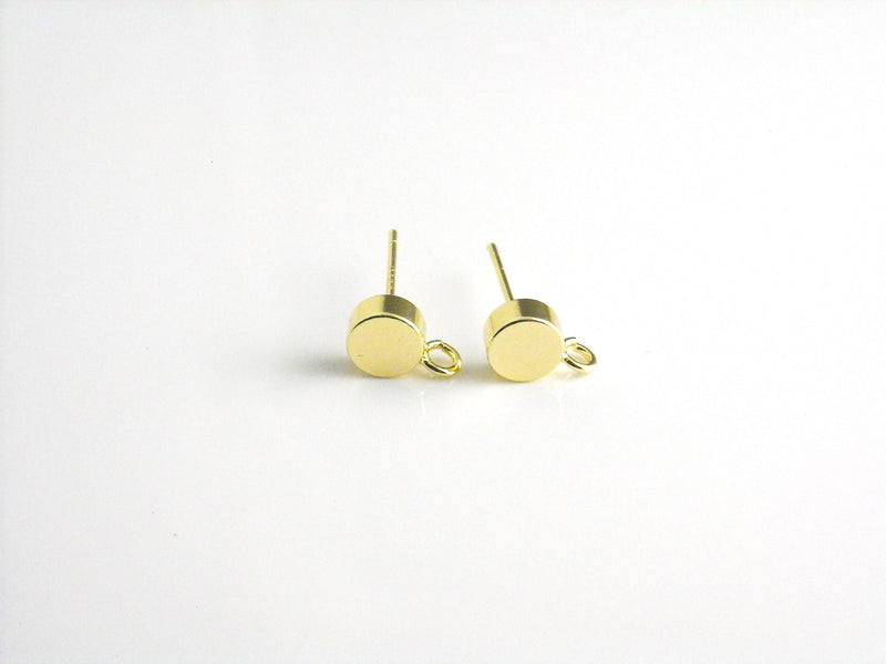 Vermeil Ear Studs, 18k Gold Plated Sterling Silver, 6mmx15mm - 2 pcs