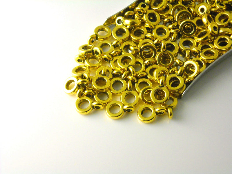 Hanger Bail Beads - Antique Gold Plated - 6.5mm - 20 pcs