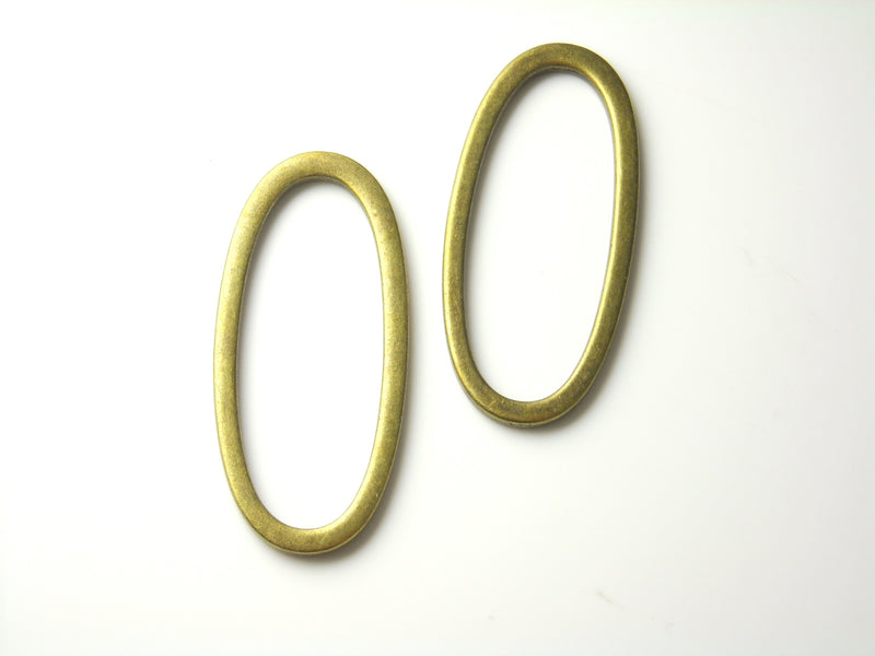 Links - Oval Antique Bronze Plated Brass - 34mm x 15mm - 4 pcs