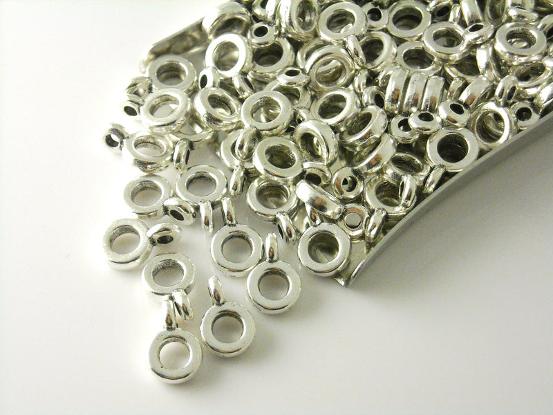 Hanger Bail Beads - Antique Silver Plated - 6.5mm - 20 pcs