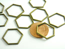 Charm - Antique Bronze Plated - Hexagon Shape - 18mm - 6 pcs