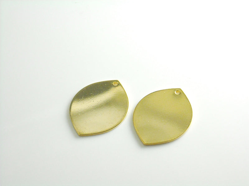 Leaf Shaped Dangles, 14k Semi Matte Gold Plated, 24mmx18mm - 2 pieces
