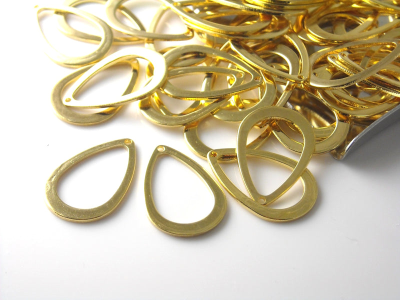 Links - 14k Gold Plated - Rain Drop Shape - 17mm - 10 pcs - Pim's Jewelry Supplies