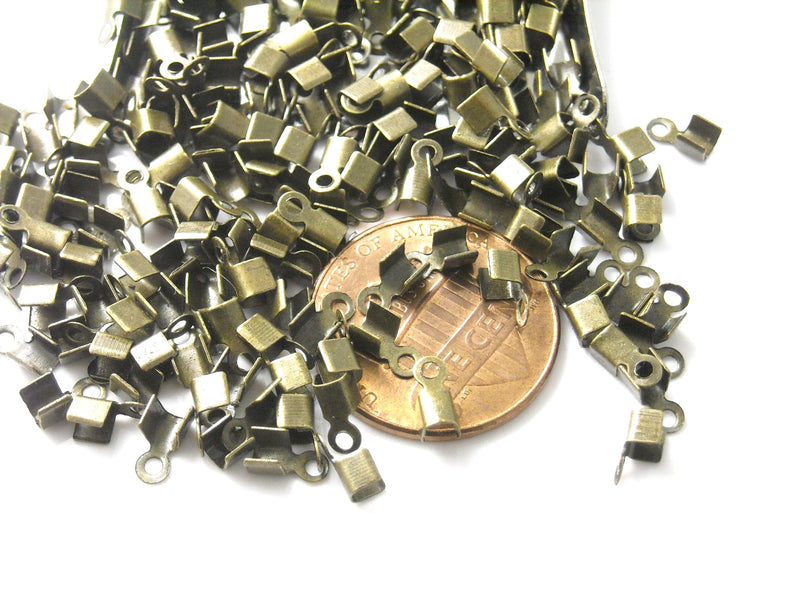 Folding Crimp - Antique Bronze / Silver Plated - 6mm x 3mm - 20 pcs - Choose your color - Pim's Jewelry Supplies